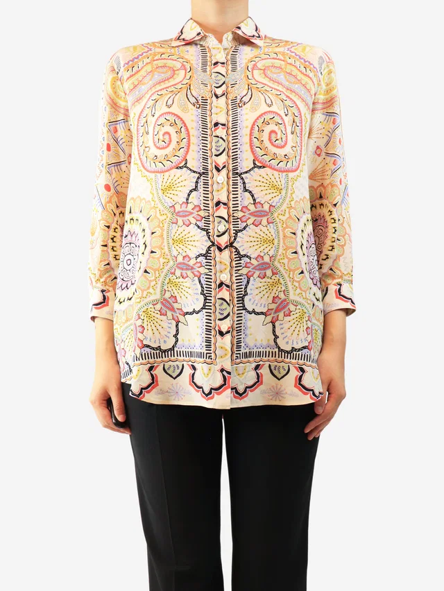 Etro Multicolour paisley printed silk shirt - size UK 12 in Multicolor Silk from Sign of the Times