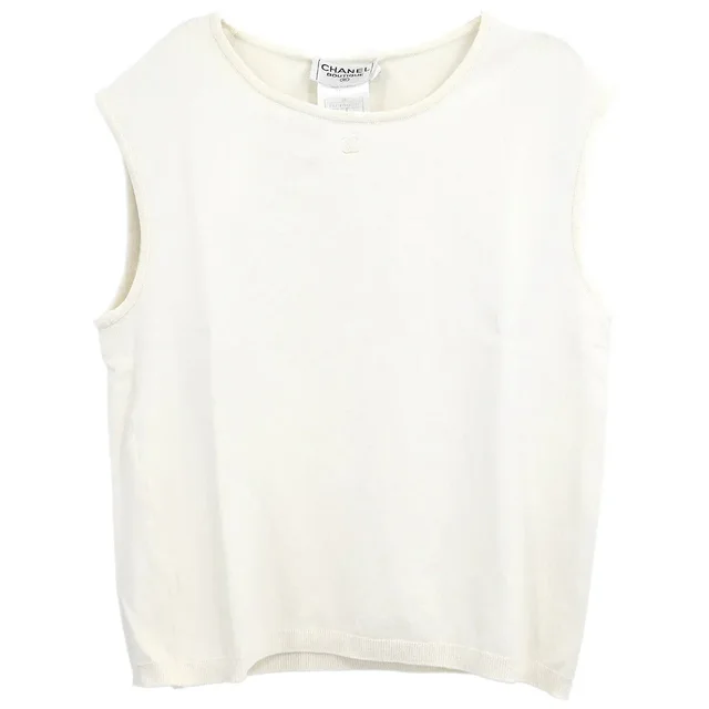 Chanel 1998 Sleeveless Top White #42 in White from AMORE Vintage Tokyo
