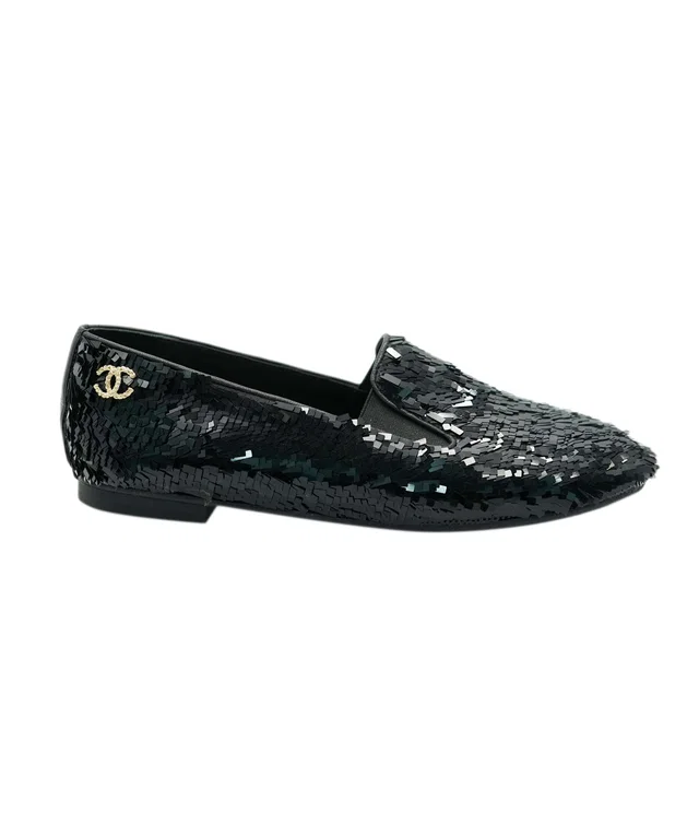 Chanel Sequin Loafers With CC Detail in Box from Luxury Promise