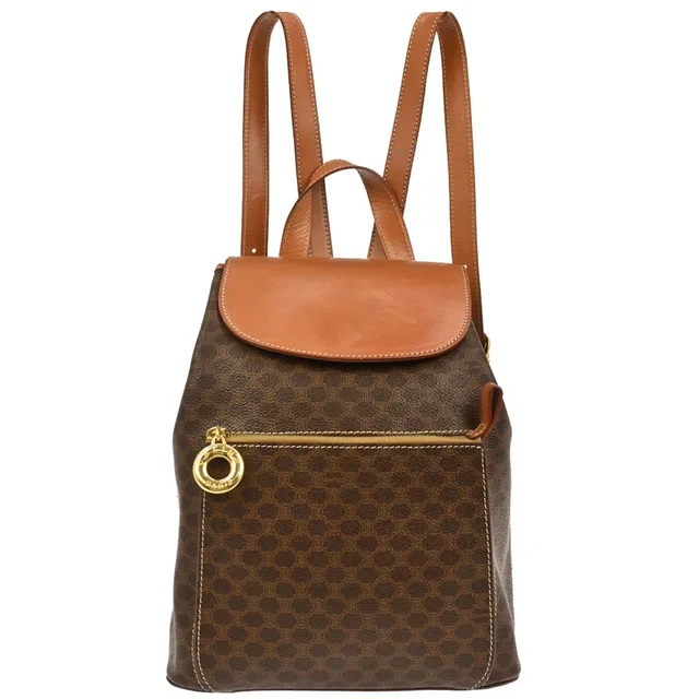 Celine Brown Macadam Backpack in Brown Leather from AMORE Vintage Tokyo