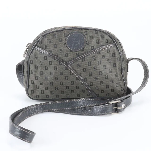 Fendi Vintage Zucchino FF Logo Leather Canvas Shoulder Bag Crossbody in Canvas from The Reluxe