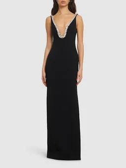 David Koma Long dress with V neckline in 50% Viscose, 47% Acetate, 3% Elastane, photo 2 of 5 from LUISAVIAROMA
