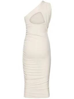 Rick Owens Fitted dress with single shoulder strap in 78% Viscose, 17% Nylon, 5% Elastane, photo 4 of 5 from LUISAVIAROMA