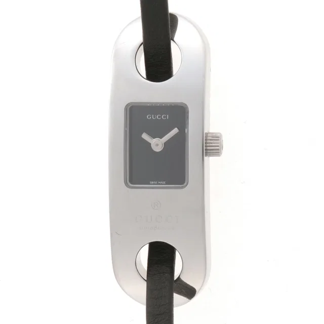 Gucci Watch Stainless Steel Black in Black Leather from The Reluxe