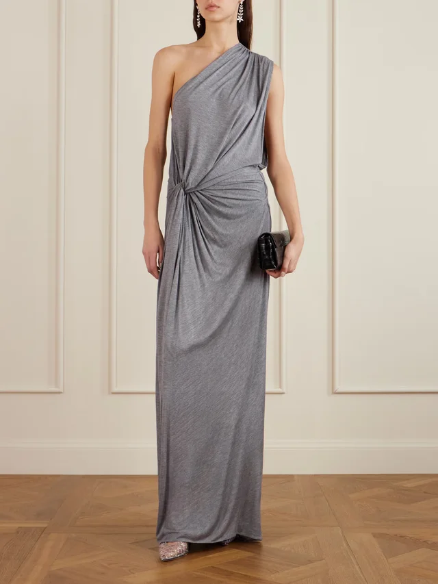 ALEX PERRY One-shoulder twist-front draped jersey gown in Grey, photo 2 of 2 from NET-A-PORTER (Canada)