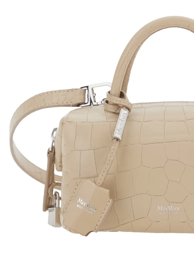 MAX MARA Beige 'Holdall' Small Handbag with Adjustable and Removable Shoulder Strap and Crocodile-Embossed Effect in Leather for Women in Beige 100% Lamb, photo 9 of 10 from Gaudenzi Boutique