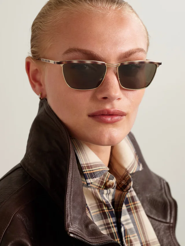 SAINT LAURENT EYEWEAR Joe D-frame tortoiseshell acetate and gold-tone sunglasses in Metallic, photo 2 of 2 from NET-A-PORTER (Canada)