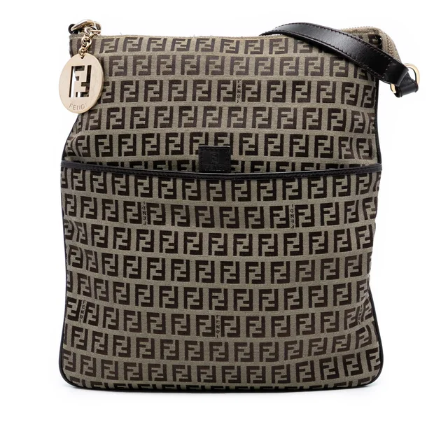 Brown Fendi Zucchino Canvas Crossbody in Brown Canvas from Designer Revival