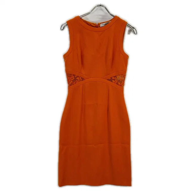 Dior Orange Sleeveless Dress 34 in Orange Wool from The Reluxe