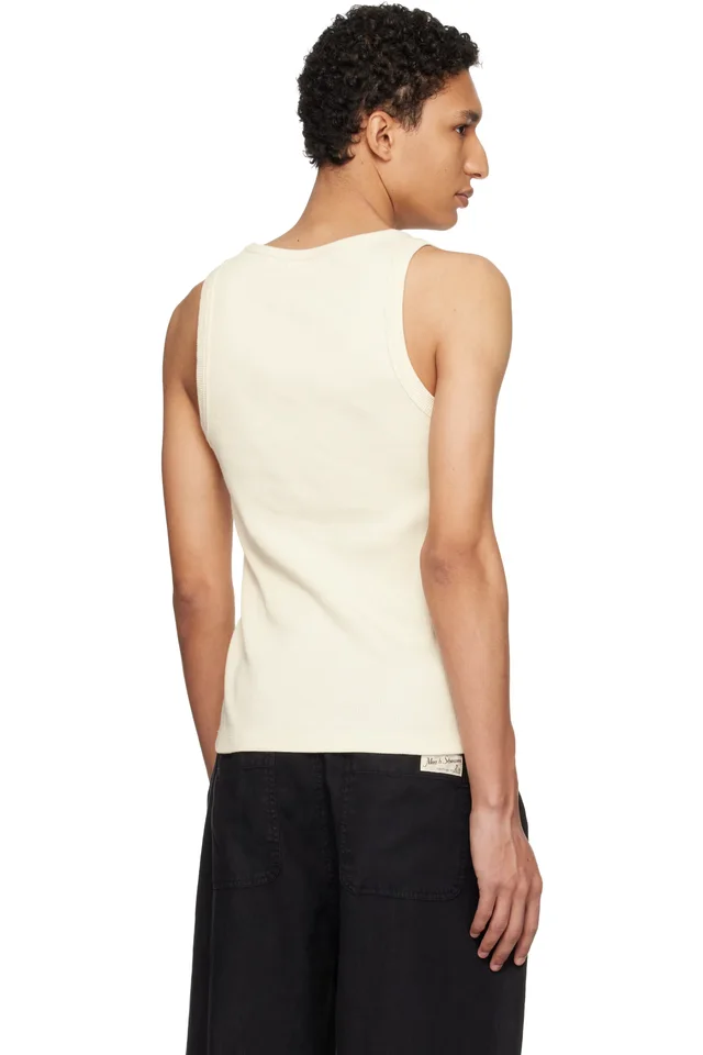 Merz b. Schwanen Off-White Iconic Ribbed Cotton Tank Top, photo 3 of 3 from SSENSE