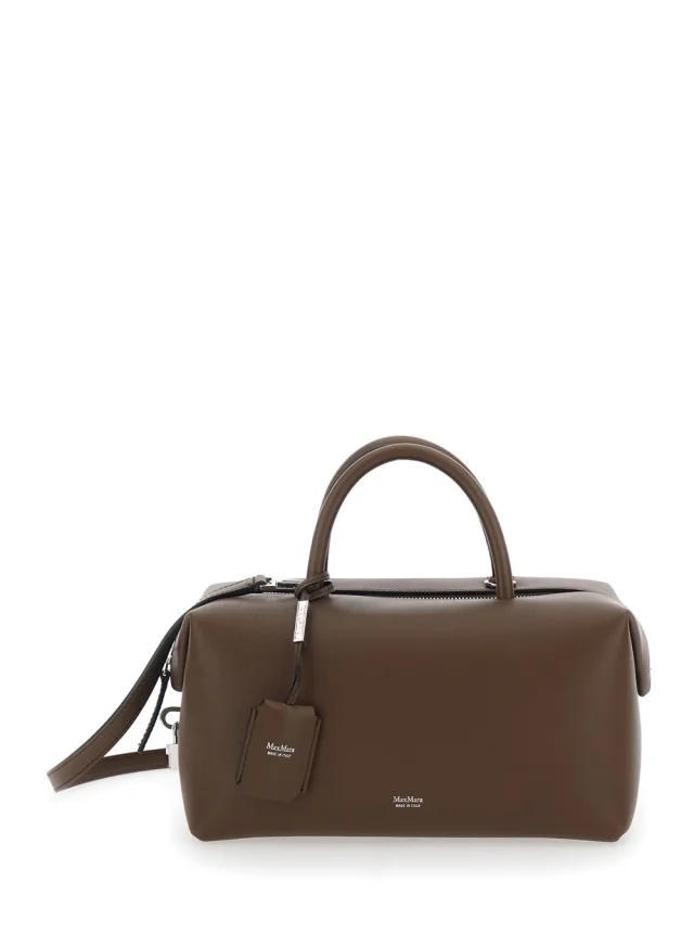 'Holdall Media' Brown Handbag with Adjustable and Removable Shoulder Strap and Logo Lettering on the Front in Leather Woman in Brown, image 1 of 1 from Gaudenzi Boutique