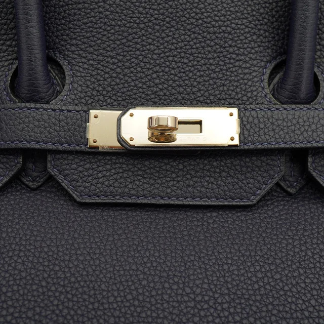 Hermès Birkin 35 Verso Blue Nuit Orange Togo Hand Bag 2017 A Stamp Palladium Hardware in Blue Togo leather from Luxury Promise, photo 2 of 2