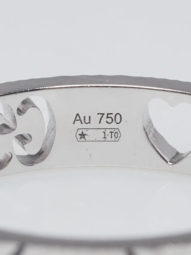 Gucci 18k White Gold Icon Heart Cut Out Ring Size 6.5 in White from Yoogis, photo 6 of 8