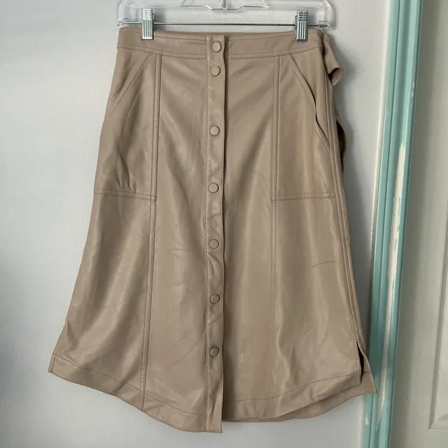 SIMKHAI Beige Button-Down A-Line Skirt Sz 2 in brown|red|neutral from Poshmark
