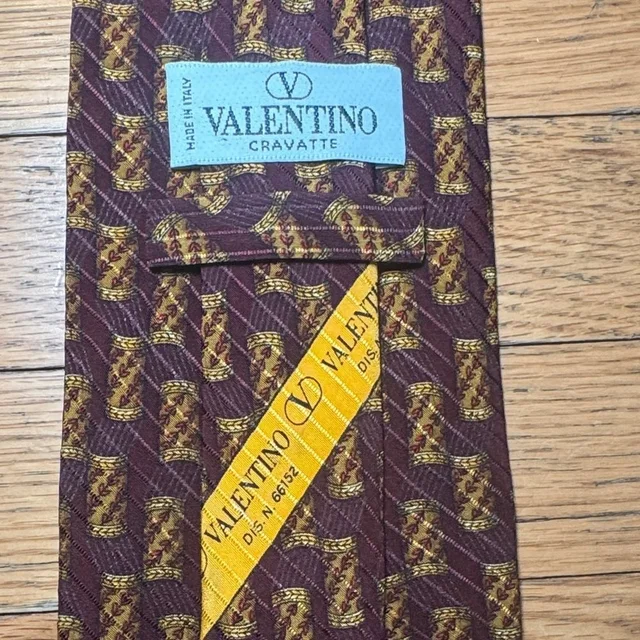 Valentino Garavani Vintage Burgundy And Gold Men's Silk Tie Made In Italy in gold|brown|red Silk from Poshmark