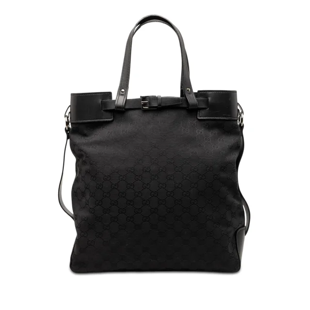 Black Gucci GG Canvas Tote in Black Canvas from Designer Revival