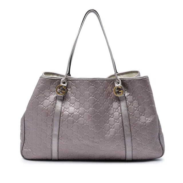 Purple Gucci Large Metallic Guccissima Twins Tote in Purple Leather from Designer Revival