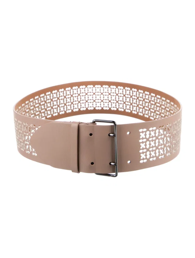 Alaïa Wide Leather Waist Belt in brown|red Leather from The RealReal
