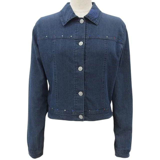 Versace Rhinestone Medusa Button Jacket #12 Blue in Blue from VINTAGE QOO TOKYO