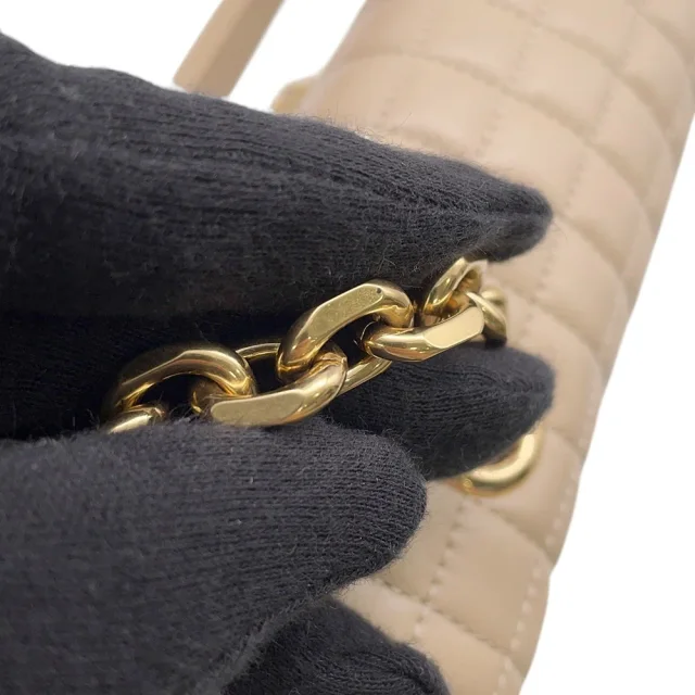 Celine C Medium Quilted ChainShoulder Bag Beige187253BFC Leather in Leather from GALLERY RARE, photo 14 of 18