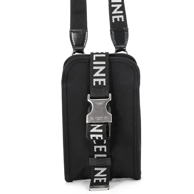 Celine trekking mobile pouch Black/White10J212DVN.38SI Canvas Leather in Black Canvas from GALLERY RARE