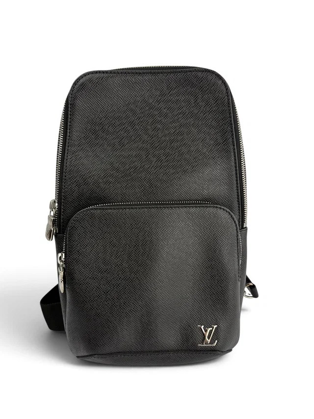 Louis Vuitton Black Taiga Leather Sling B in Black Leather from Season 2 Consign