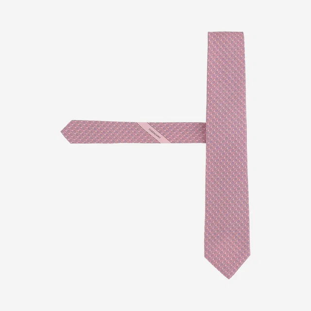 Ferragamo Silk Printed Necktie — Pink Neckties in Pink Silk from HEWI