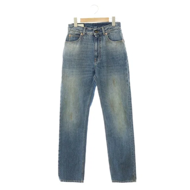 Gucci Pants Jeans Tapered Logo Button 22 Blue in Blue Denim from The Reluxe