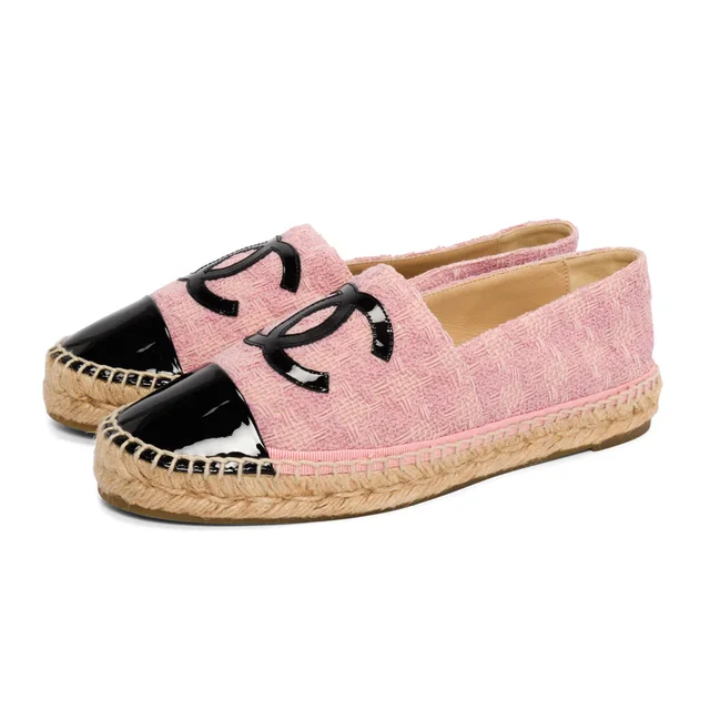 Chanel CC Espadrilles 38 in Pink & Black Tweed from Blue Spinach
