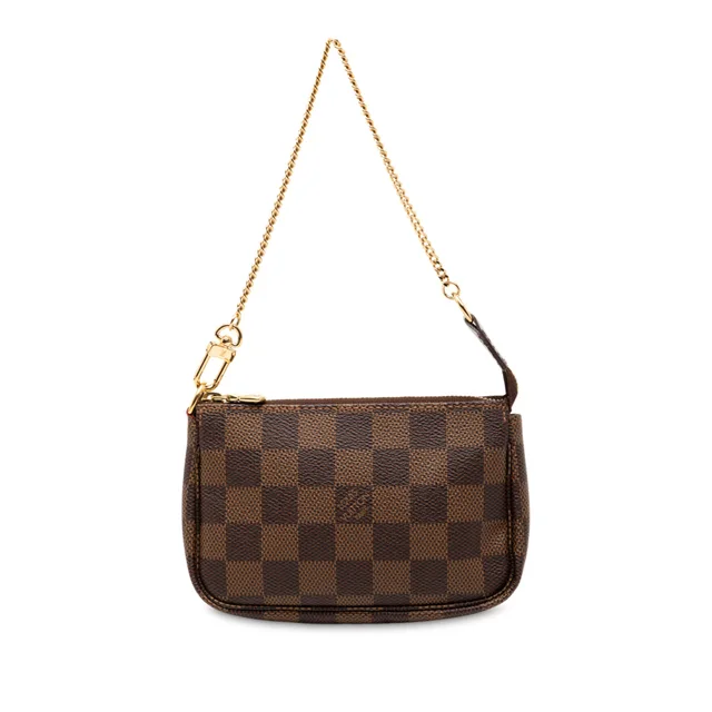 Brown Louis Vuitton Damier Ebene Mini Pochette Accessoires Handbag in Brown Canvas from Designer Revival