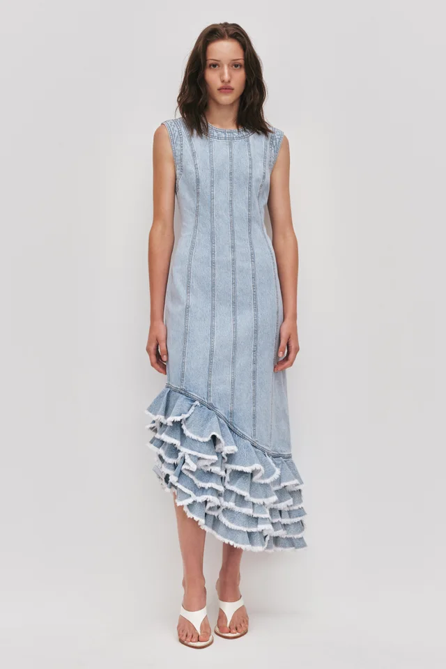 AJE Tia Ruffle Denim Midi Dress from Aje, photo 1 of 1
