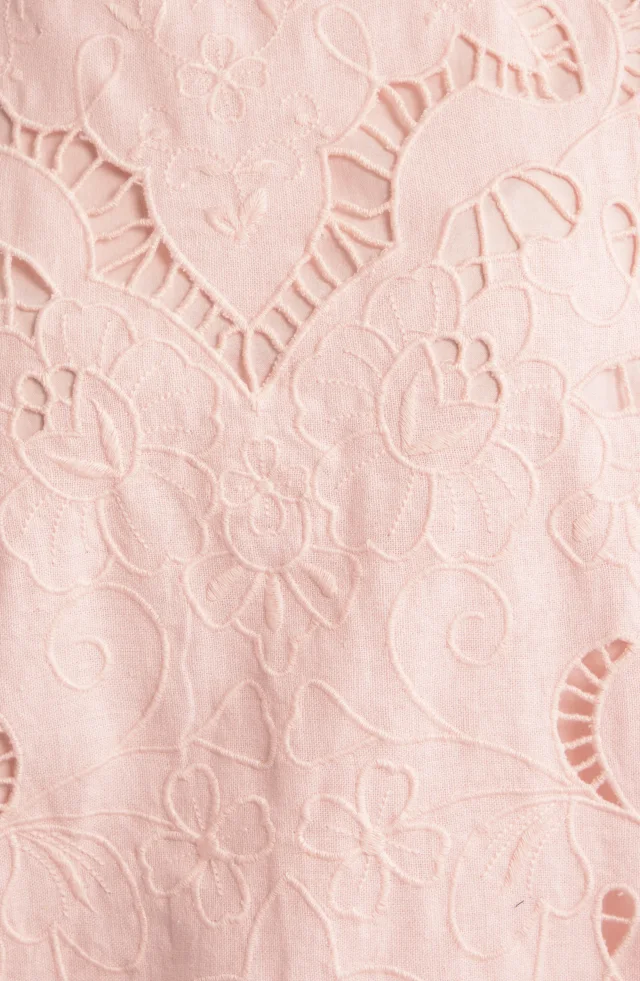 Treasure & Bond Embroidered Cutwork Puff Sleeve Linen Blend Top in Pink, photo 7 of 7 from Nordstrom Rack