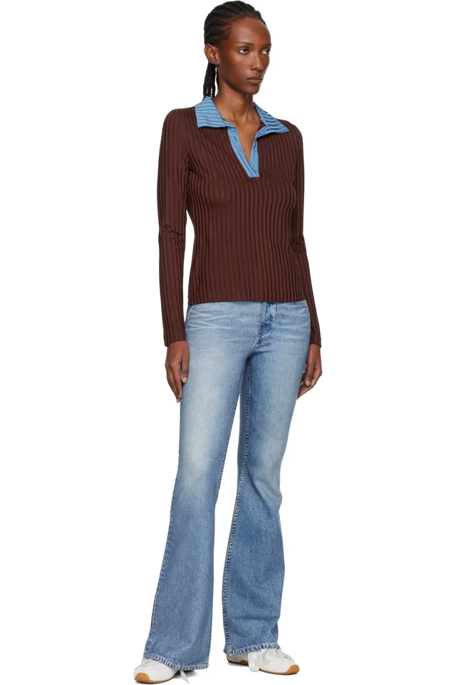 rag & bone Burgundy Natalia Colorblock Long Sleeve Polo, photo 4 of 4 from SSENSE