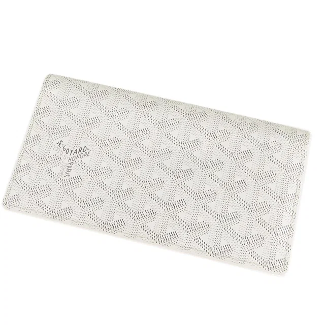 Goyard Flap Wallet White Leather Herringbone in White Leather from The Reluxe