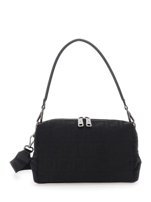 Black Shoulder Bag 'Lui Medium' with FF All-Over Motif in Tech Fabric for Men in Black, image 1 of 1 from Gaudenzi Boutique