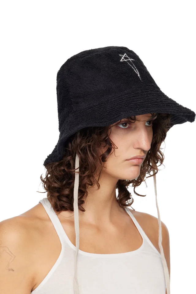 Rick Owens Black Temple Beach Hat, photo 2 of 3 from SSENSE