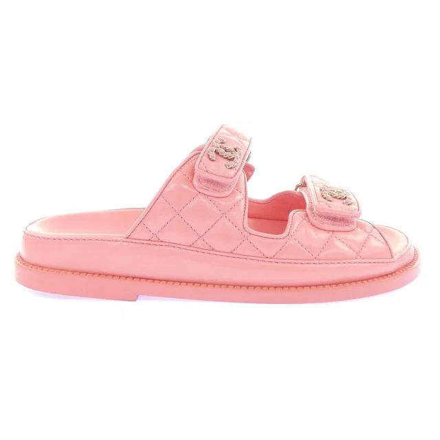 Chanel Sandals Pink in Pink Lambskin from The Reluxe