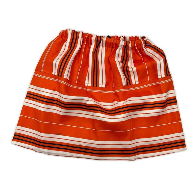 Louis Vuitton Multi Border Silk Waist Togo Mini Skirt 34 in Orange Togo leather from The Reluxe