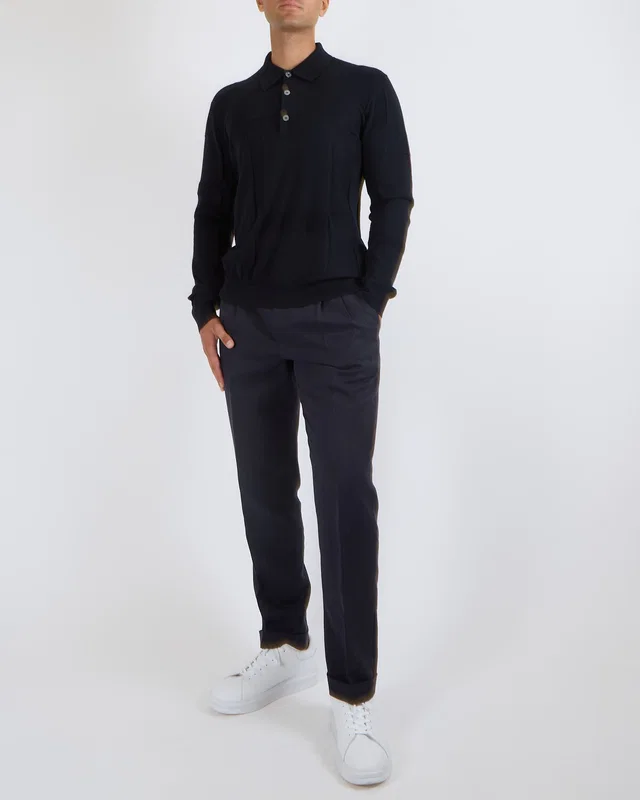 Hermès Menswear Navy Cashmere Jumper with Grey Button Details Size XL (UK 44) in Navy Cashmere from Sellier