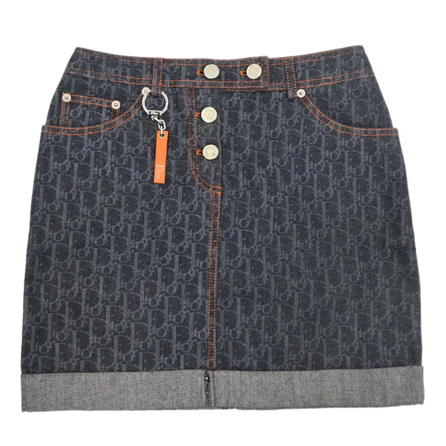 Dior 2006 Denim Skirt Flight Trotter Navy #34 in Navy Denim from AMORE Vintage Tokyo