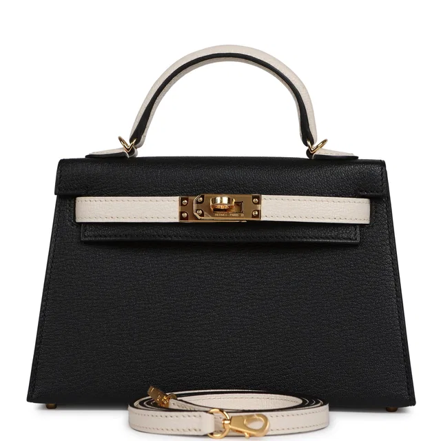 Hermès Special Order (HSS) Kelly Sellier 20 Black, Nata Chevre Mysore Gold Hardware in Black Goatskin from Madison Avenue Couture