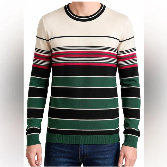 Dolce & Gabbana Mens 100% Silk Stripe Green White Sweater Shirt 52/ Large in green Silk from Poshmark