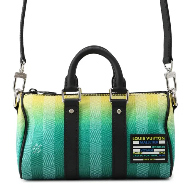 Louis Vuitton Keepall Green/YellowM59949 Damier stripe Size XS in Green from GALLERY RARE