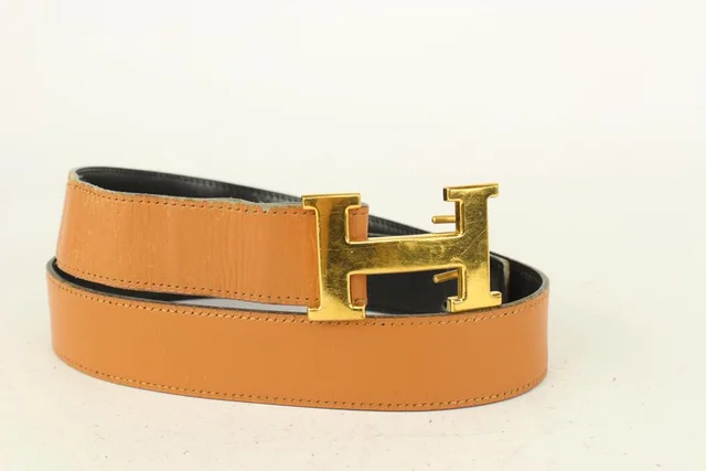 Hermès Black x Brown x Gold 32mm Reversible H Logo Belt Kit in Black Leather from Bagriculture