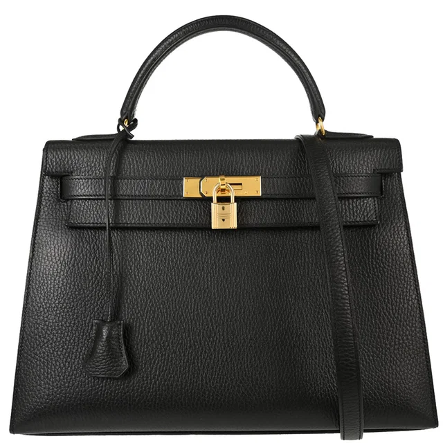 Hermès Black Ardennes Kelly 32 Sellier 2way Shoulder Handbag in Black Leather from AMORE Vintage Tokyo