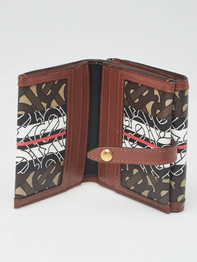 Burberry Brown/Black Monogram Coated Canvas TB Compact Wallet in Black Coated canvas from Yoogis, photo 2 of 9