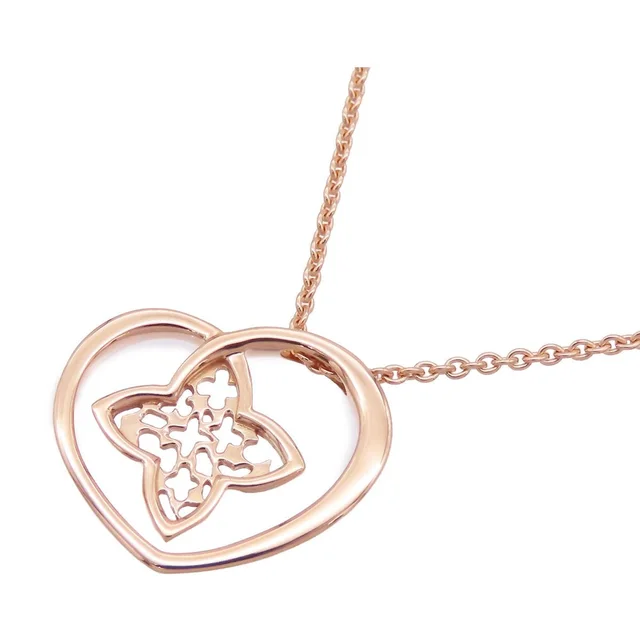 Louis Vuitton Pendentif Cool PM Pink Gold 18K Heart Monogram Flower Necklace in Pink from The Reluxe