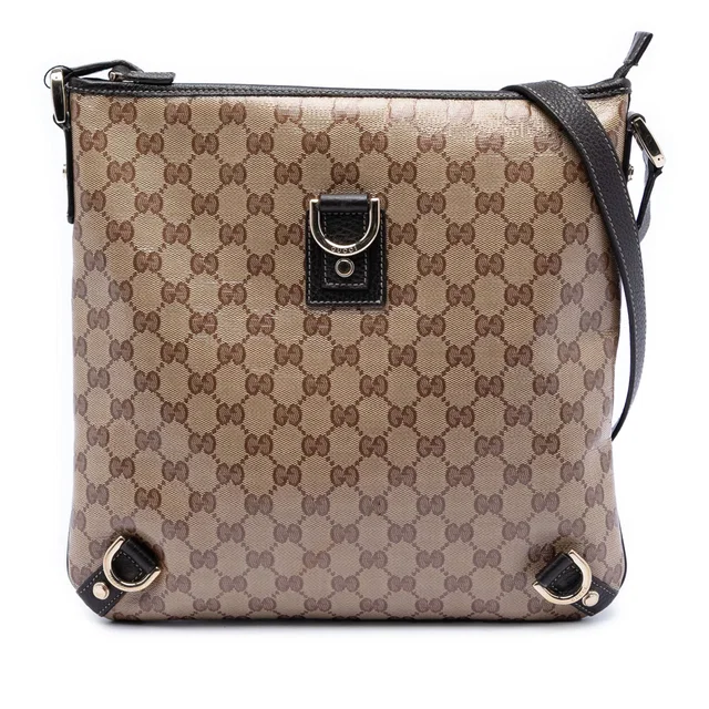 Beige Gucci GG Crystal Abbey D Ring Crossbody in Beige Coated canvas from Designer Revival