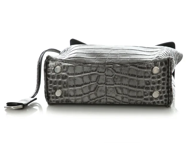 Balenciaga Mini Gunmetal Croc-Embossed Rodeo in Crocodile from Ann's Fabulous Finds, photo 6 of 9