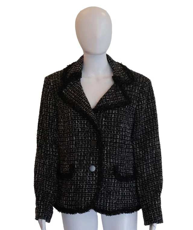 Valentino Garavani Black And Lurex Tweed Jacket in Black Tweed from Luxury Promise